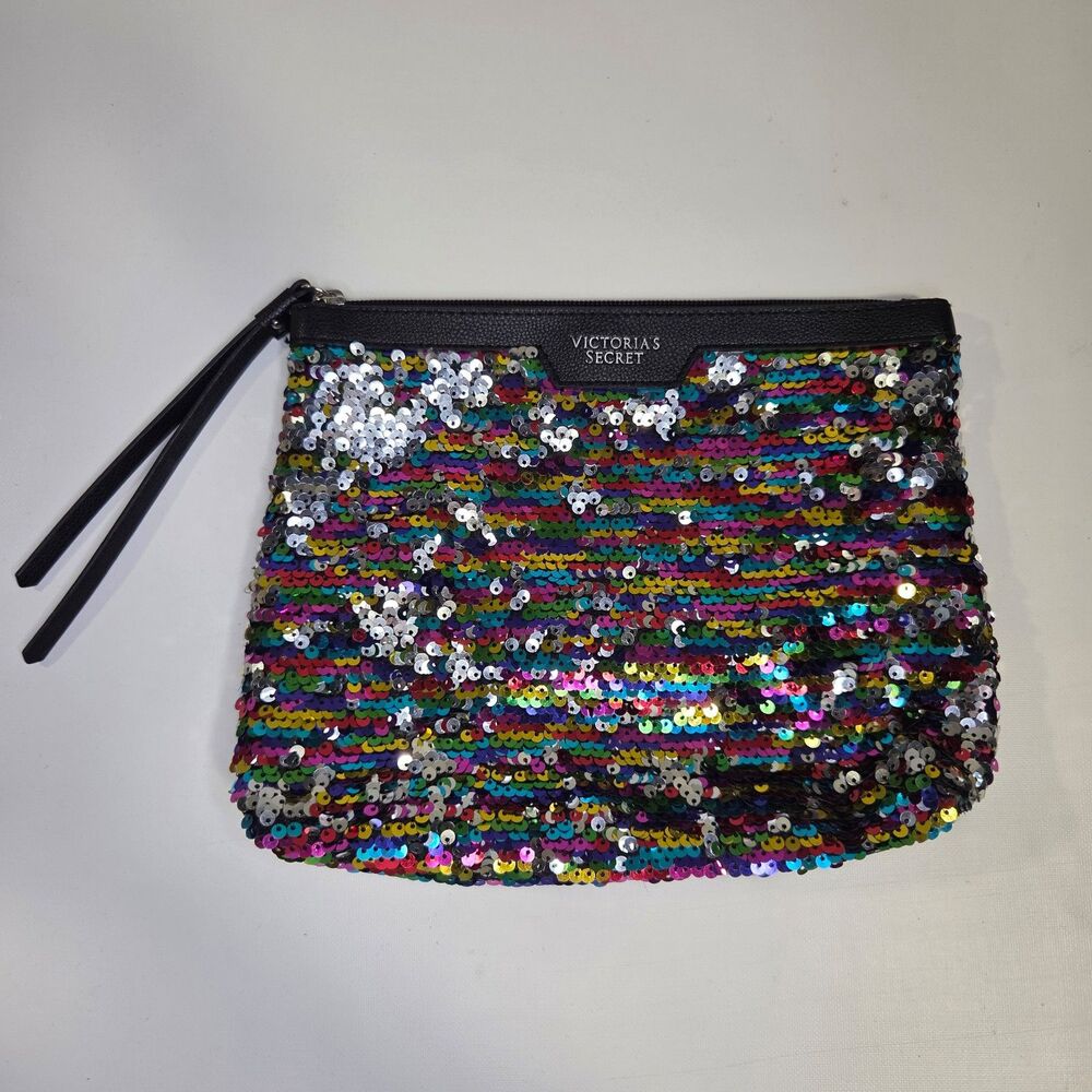 Victoria's Secret Sequin Cosmetic Bag Pouch Wristlet